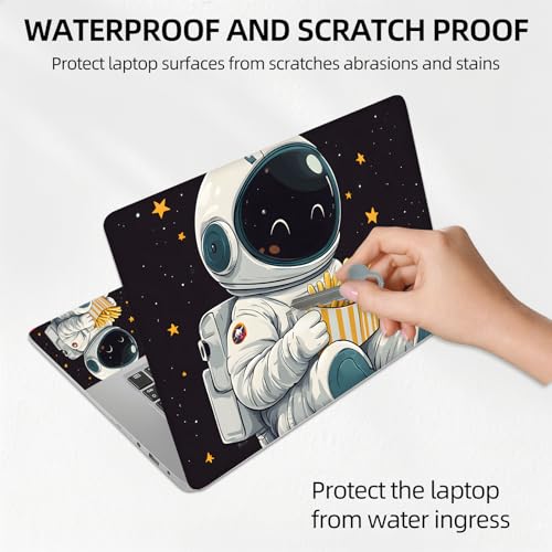 Cute Astronaut Eating French Fries Universal Laptop Skin Sticker 3PCS, Protective Decal Trim-to-Fit 11.6" 13.3" 14" 15.6" Laptop Vinyl Cover, Removable Anti-Scratch Computer Decal Protector - color: Cute Astronaut Eating French Fries