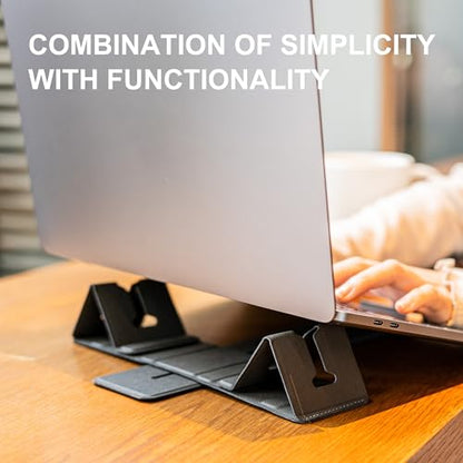 Magnetic Adjustable Travel Laptop Stand for Digital Nomads and Business Travelers. Compact, Foldable, and Ideal for Desk Use. Elevate Your Work Experience with Our Laptop Riser on the Go (Dark Gray) - color: Dark Gray