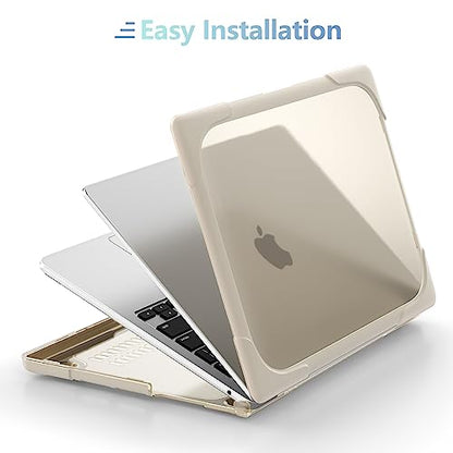 MEEgoodo Case for MacBook Air 15 inch 2026 2025 2024 2023, Case Fit Model (A3448/A3241/A3114/A2941) with M5/M4/M3/M2 Chip, Laptop Hard Shell with Heavy Duty Rugged Shockproof, Khaki - color: Khaki