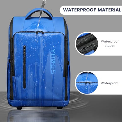 Rolling Backpack Waterproof Commuter Backpack with Wheels for Business, Laptop Compartment for 15.6-Inch Laptop, Wheeled Carry-On Bag for Adults - color: Blue