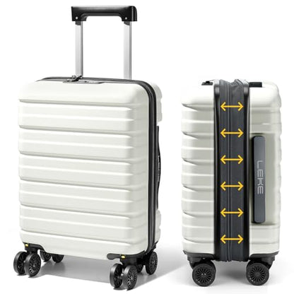 Lekesky 18 Inch Expandable Carry On Luggage Airline Approved, Beige | Durable ABS, Small Underseat Carry-on Luggage with TSA Lock Spinner Wheels, Personal Item Luggage Removable Wheels for Travel - color: D-Beige, size: 18 Inch