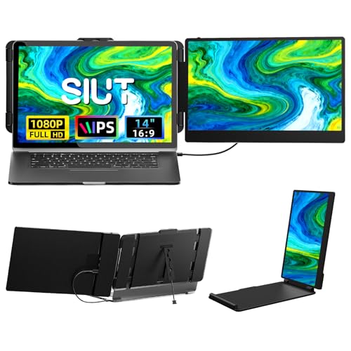 Laptop Screen Extender, 14” Portable Monitor for Laptop, 1080P FHD Dual Monitor for 13"-17" Laptops, Second Extended Computer Monitor for Travel Work, Compatible with Windows Mac Android Switch PS