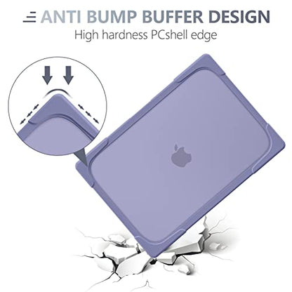 Batianda Heavy Duty Case for MacBook Pro 13 inch 2022 2020, Lavender Gray | Ergonomic Foldable Stand Holds 22 lbs, Shockproof Bumper, Matte Translucent Hard Shell, Fits M1/M2 A2338/A2251/A2289 Model - color: Lavender Gray