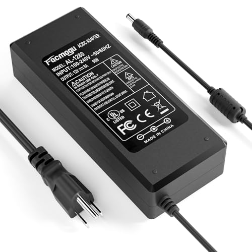 Facmogu 12V 8A AC to DC Converter Power Adapter, 96W AC 100-240V to DC 12V Transformer Desktop Regulated Power Supply, 3 Pin 6.7ft Switching Power Cord for LED Strip Light 5.5mm x2.5mm & 2.1mm Plug - size: 12V 8A (2 Prong Plug)