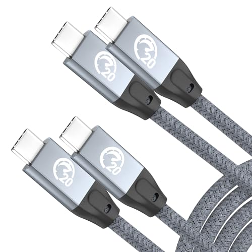 UseBean USB C to USB C Cable 100W 1.5FT 2Pack, USB C 3.2 Gen 2X2 20Gbps Data Cable 4K Video, Type-C PD Fast Charging Cord, for MacBook Pro, iPad mini 6/ Pro, Galaxy S24+/S24 Ultra/S23, Switch - color: Gray, size: 1.5FT(2PACK)