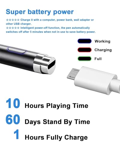 Stylus Pen, Stylus Pen for Touch Screen 1.5mm Fine Point Rechargeable Universal Stylus Pencil Compatible with Android/iOS/iPad/iPhone/Smartphone and Other Tablets （Black） - color: Black