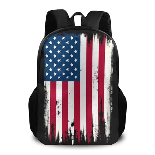Large Durable Travel Laptop Backpack, Water Resistant College Bag, Computer Bag For Women Men Grunge USA American Flag - color: Color569