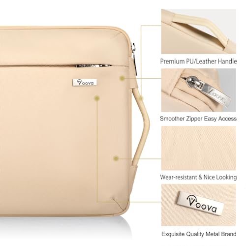 Voova 16-15.6 Inch Laptop Sleeve, Laptop Cover, MacBook Case, Apricot | Splash-proof laptop sleeve with soft protection, suitable for laptops and MacBook Pro 16 during travel - color: Apricot, size: 15.6-16 Inch