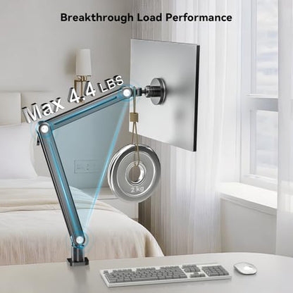 Magnetic Portable Monitor 75mm VESA Mount Arm Screen Holder Stand Clamp | Magnetic VESA,Solid Aluminum,Hold up to 4.4 lbs,Tool-Free,360° Rotation,8.3"-18.5",Foldable,Portable,Cable Clips - size: Up to 18.5''