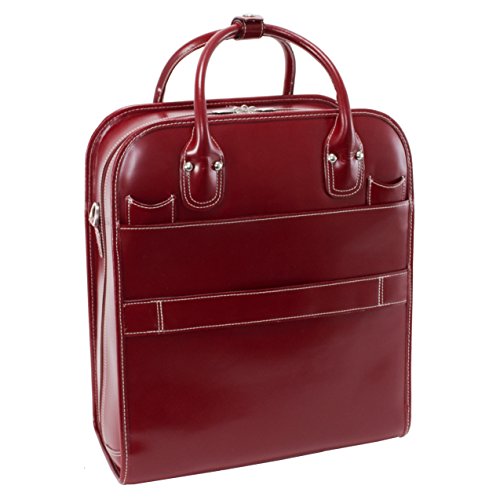 McKLEIN 15" Leather Vertical Patented Detachable -Wheeled Ladies' Laptop Briefcase- LA GRANGE- Red