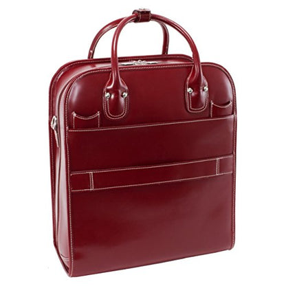McKLEIN 15" Leather Vertical Patented Detachable -Wheeled Ladies' Laptop Briefcase- LA GRANGE- Red