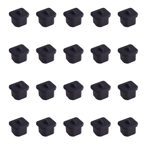 20 PCS USB-B Port Anti-dust Plugs, Silicone Covers Caps Stoppers, Port Protector for Printer, Fax, Scanner, 0.31 x 0.29 (LxW) - size: USB-B/Black/20 PCS