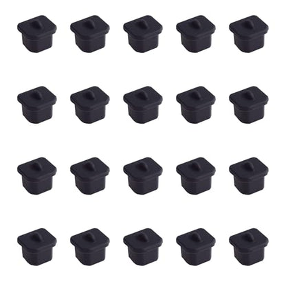 20 PCS USB-B Port Anti-dust Plugs, Silicone Covers Caps Stoppers, Port Protector for Printer, Fax, Scanner, 0.31 x 0.29 (LxW) - size: USB-B/Black/20 PCS
