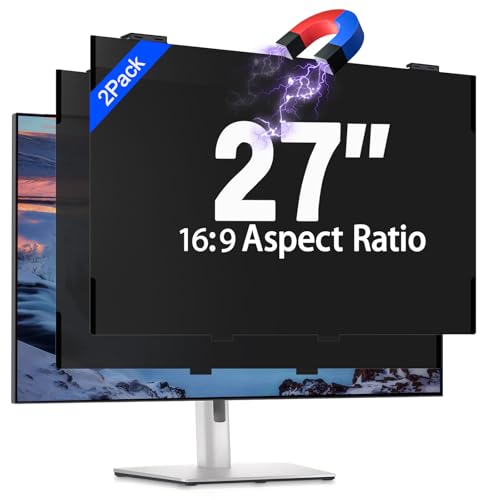 2 Pack 27 Inch Magnetic Computer Privacy Screen Filter for Monitor 16:9 Aspect Ratio, Removable Hanging Privacy Screen Shield, Anti-Glare Protector, Anti Blue Light Filter - size: 2Pack 27 inch (16:9)