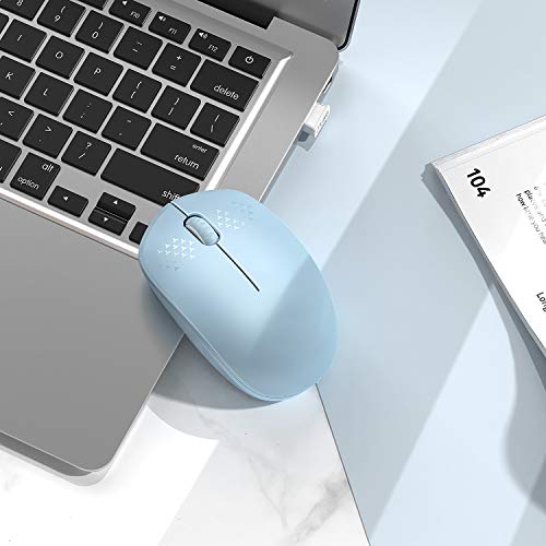 Wireless Mouse, 2.4G Noiseless Mouse with USB Receiver - seenda Portable Computer Mice for PC, Tablet, Laptop with Windows System (Light Blue) - color: Light Blue