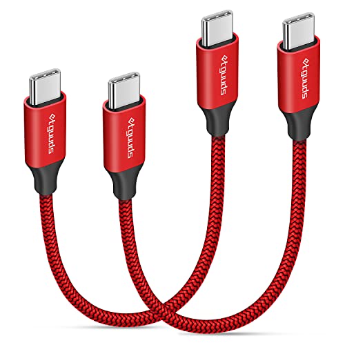 etguuds Short USB C to USB C Cable 0.5ft, 2-Pack 60W USBC to USBC Cord, Type C to C Charger Cable Fast Charging for iPhone 17 16 15 Pro Max Plus Air, Samsung Galaxy S25 S24 S23, for MacBook, Pixel - color: Red, size: 0.5ft
