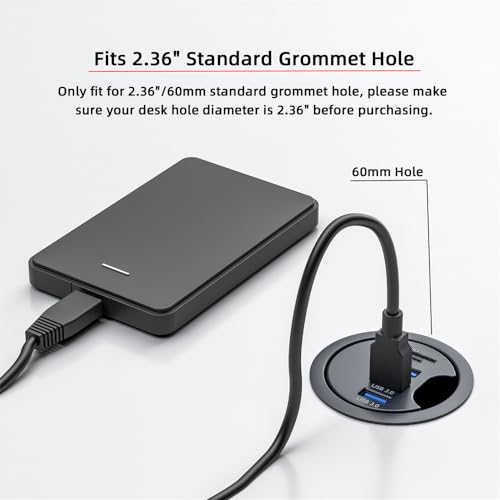 USB 3.0 Hub SD TF 3 Port USB 60mm Desk Grommet Splitter Dock Station Micro-SD Card Reader for Desktop PC Desk - style: 3-USB3.0+SDTF