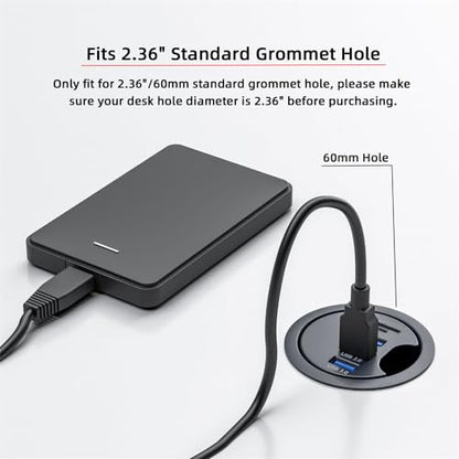 USB 3.0 Hub SD TF 3 Port USB 60mm Desk Grommet Splitter Dock Station Micro-SD Card Reader for Desktop PC Desk - style: 3-USB3.0+SDTF