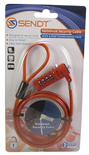 Sendt Red Notebook/Laptop Combination Lock Security Cable - color: Red