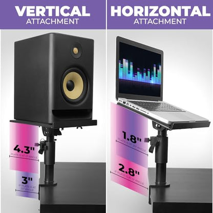 Liquid Stands Laptop Desk Mount for Piano, Keyboard & DJ Workstations - 9x12.5 Adjustable Laptop Arm Mount for Desk Holds Up to 65 LBS– Ergonomic & Adjustable Design