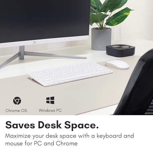 Macally White Wireless Keyboard and Mouse Combo - Quiet Productivity Duo - 2.4G Small Keyboard and Mouse Wireless - 78 Key Quiet Cordless Compact Mouse and Keyboard Combo with Mini Body - color: White