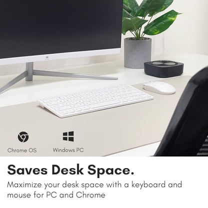 Macally White Wireless Keyboard and Mouse Combo - Quiet Productivity Duo - 2.4G Small Keyboard and Mouse Wireless - 78 Key Quiet Cordless Compact Mouse and Keyboard Combo with Mini Body - color: White