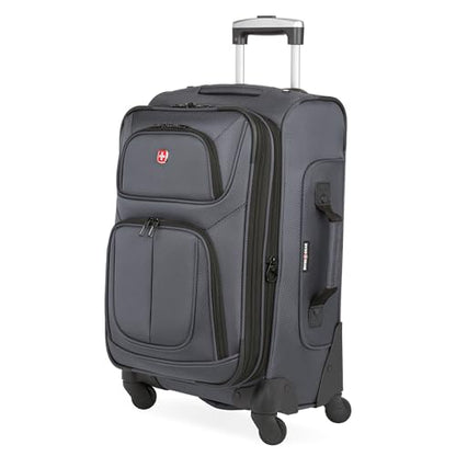 SWISSGEAR Sion Carry-On Spinner Luggage, Softside Expandable, Lightweight Suitcase, Dark Grey, 22.75-Inch - color: Dark Grey, size: Carry-On