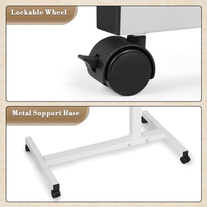 Athena Collection Adjustable Standing Desk with Wheels Overbed Table, White | Height Adjustability(28.5"-39.5"), Smooth-rolling Casters, Rolling Lab Cart with Large Tabletop for Office, Hospital, Clinic - color: White, size: Split Desktop