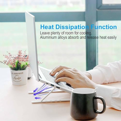 Portable Laptop Stand, Aluminum Laptop Stand for Desk Ergonomic 6 Angles Adjustable Anti-Slip Computer Stand, Metal Laptop Riser Holder Compatible with All Laptops and iPad, Sliver - color: Sliver