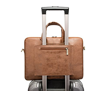 Kinmac 360° Protective Waterproof PU Leather Laptop Shoulder Messenger Sleeve Briefcase case Bag (13 inch-14 inch, Coffee PU) - color: Coffee Pu, size: 13 inch-14 inch