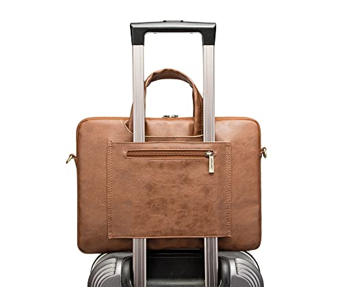 Kinmac 360° Protective Waterproof PU Leather Laptop Shoulder Messenger Sleeve Briefcase case Bag (13 inch-14 inch, Coffee PU) - color: Coffee Pu, size: 13 inch-14 inch