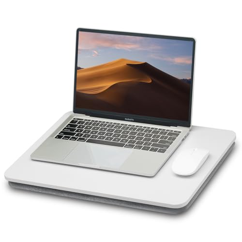 ZEAPTAC Portable Lap Laptop Desk with Pillow Cushion, Fits up to 15.6 inch Laptop, Lap Stand for Bed & Couch & Carpet, Book Tablet/Drawing Board/Computer Laptop Stand - White - color: White