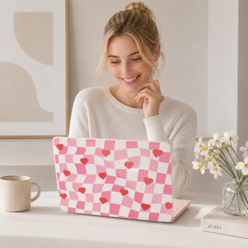 for MacBook Neo 13 Inch Case 2026 Release Model A3404, Pink Aesthetic Ultra-Slim Hard Shell with Keyboard Cover, 6-in-1 Laptop Accessories Bundle for Women Girls, Retro Groovy Hearts - color: Retro Groovy Hearts