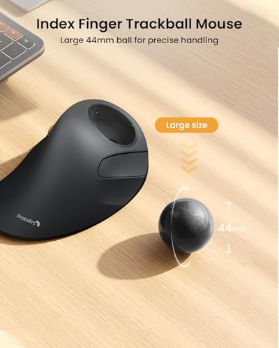 ProtoArc Wireless Bluetooth Trackball Mouse, EM03 NL Ergonomic Rollerball Mouse Rechargeable Computer Mice, 3 Device Connection, Compatible with PC, iPad, Mac, Windows-Gray Ball - color: Gray