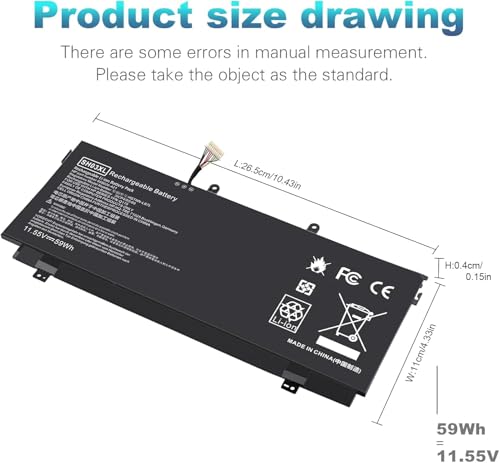 TREE.NB SH03 SH03XL SH03057XL Battery for HP Spectre x360 13 w023dx 13-w0XX 13-W013DX Spare 859026-421 859356-855 TPN-Q178 - size: 10.43x4.33x0.15inch SH03XL