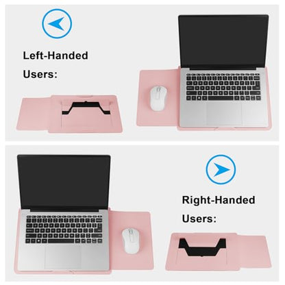 HoYiXi 13.3'' /13.6'' Laptop Sleeve Case PU Leather with Stand Compatible with MacBook Pro 14/MacBook Air 13(M1 M2)/ASUS Vivobook 14/Dell XPS 13/ASUS Matebook,13-14'' Laptop Bag,Pink - color: Pink, size: 13.3'' / 13-14 Inch Laptop