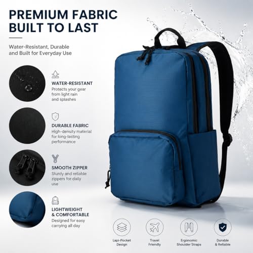 Laptop Backpack for Women & Men, 15.6" Laptop and Tablet Bag with Tumbler Holder – Lightweight, Durable Travel & Work Backpacks, Blue - color: Backpack 02 Blue