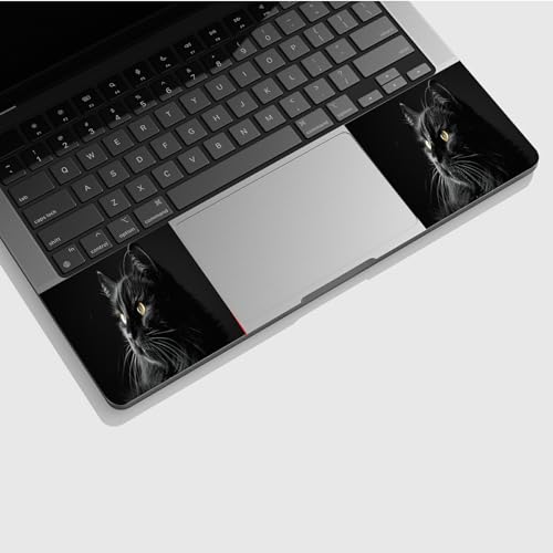 Universal Laptop Skin Sticker with 2 Wrist Pad Skins, Waterproof Scratch Resistant Vinyl Laptop Cover Decal, Cut to Fit for 11–15.6 Inch MacBook HP Dell Lenovo, Black Cat - color: Black Cat