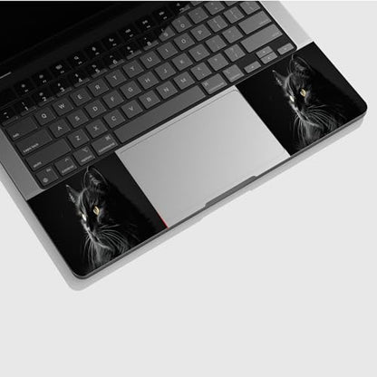 Universal Laptop Skin Sticker with 2 Wrist Pad Skins, Waterproof Scratch Resistant Vinyl Laptop Cover Decal, Cut to Fit for 11–15.6 Inch MacBook HP Dell Lenovo, Black Cat - color: Black Cat