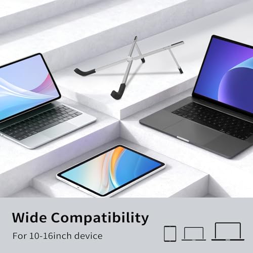 Protable Laptop Stand for Desk,Foldable Laptop Riser Holder,Ventilated Cooling Notebook Mount Computer Stand for 10-15.6” Laptops,Tablets，Aluminum - color: Silver