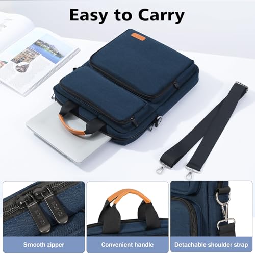 MoKo 13.3-14 inch Laptop Sleeve Sholder Bag Carry Case with Multi-Pockets | Fits Mac NEO/Air 13-inch M5, Mac Pro 14-inch M5/M4/M3/M2/M1 and MacAir 13-inch M4/M3/M2/M1, Indigo - color: Indigo, size: 13.3-14 Inch