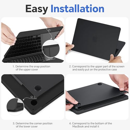 Omnpak for MacBook Air 13 inch Case, M5 M4 M3 M2 2026-2022 A3449 A3240 A3113 A2681, Scratch & Fingerprint Resistant, Frosted Matte Lightweight Hard Shell Protective Cover for MacBook Air 13.6 inch - color: Matte Black