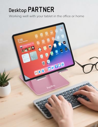 Aoviho Tablet Stand for Desk,Adjustable Tablet Holder,Rose Gold | Stable Aluminum Design, Fits iPad Pro/Air/Mini & Samsung Tablets, Adjustable Viewing, Ideal for Office & Home - color: Rose Gold