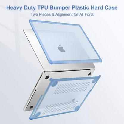 MOSISO Compatible with MacBook Pro 14 inch Case M5 M4 M3 M2 M1 2026-2021 | 3 in 1 Kit Anti-Crack Hard Shell with TPU Bumper, A3427 A3426 A3434 A3112 A3185 A3401 A2918 A2992 A2779 A2442, Air Blue - color: Air Blue