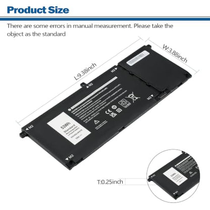 15V H5CKD Battery for Dell Inspiron 7506 7405 7306 7300 7500 | Battery Replacement for 5406 5400 5502 5501 5402 5401 5505 5300 5301 5508 5509 Latitude 3410 3510 Vostro p102f p126g 7T8CD - size: 11.22*4.96*1.06inch H5CKD