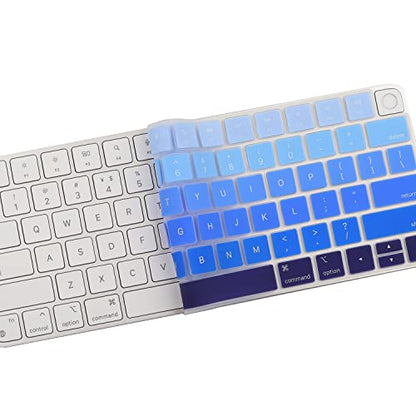 MUBUY Design for Apple iMac 24 Inch Magic Keyboard Cover, Silicone Keyboard Skin for 2021 iMac 24 Touch ID Model A2449 A2450, iMac Magic M1 Chip Keyboard Accessories-Strip Blue - color: Strip blue