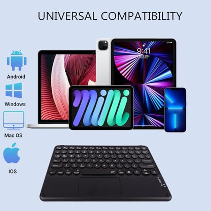 Bluetooth Keyboard with Touchpad, 10 inch Ultra Silm 7 Colors RGB Backlit Wireless Keyboard Universal Rechargeable Portable Keypad with Trackpad for iPad iOS Android Windows Laptops PC(Black) - color: black