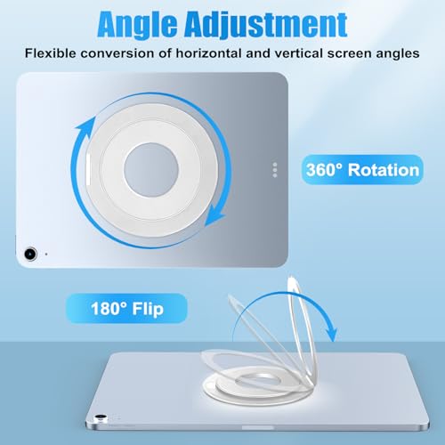 Universal Tablet Mount Holder Stand for iPad Pro Air Mini, Silver | 360 Rotating Desktop Tablet Magnetic Ring Holder Handle Grip Bracket Compatible for iPad Pro, Air, Mini, Galaxy, Fire, Kindle - color: Silver