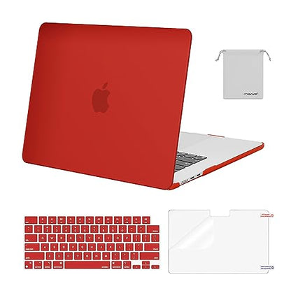 MOSISO Compatible with MacBook Air 15 inch Case M5 2026 M4 M3 M2 2025-2023 | A3448 A3241 A3114 A2941, Scratch-Resistant Protective Hard Shell Case&Keyboard Cover&ScreenFilm&Pouch, Red - color: Red