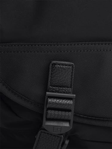 Tommy Hilfiger Men's Lightweight Messenger Laptop Bag With Buckle and Adjustable Strap - color: Black